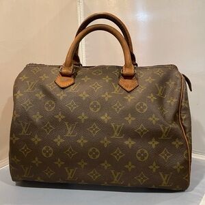 Used Louis Vuitton Canvas 30 Monogram VTG Satchel Speedy Bag Purse Auth READ!